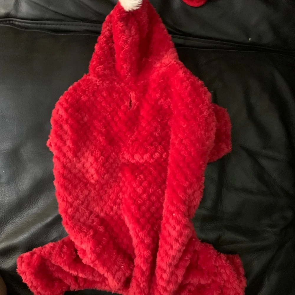 Cozy Red and Gray Cat Outfit Set